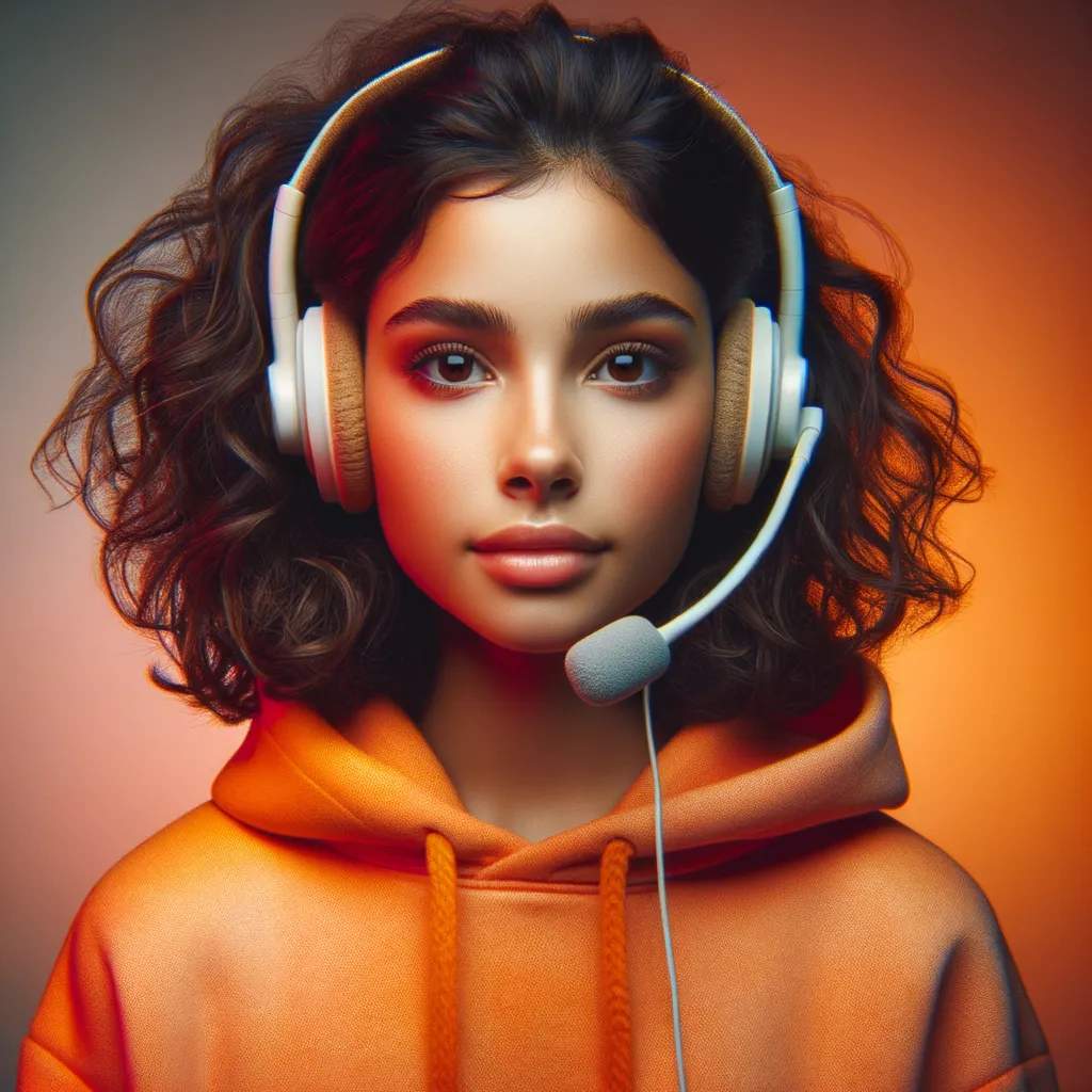 support girl in headphones